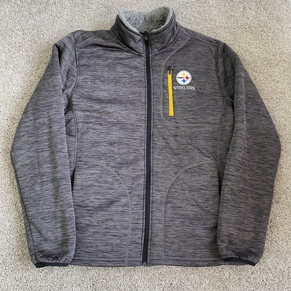Pittsburgh Steelers Jacket Mens Large Gray NFL Football G-III Sherpa Fleece